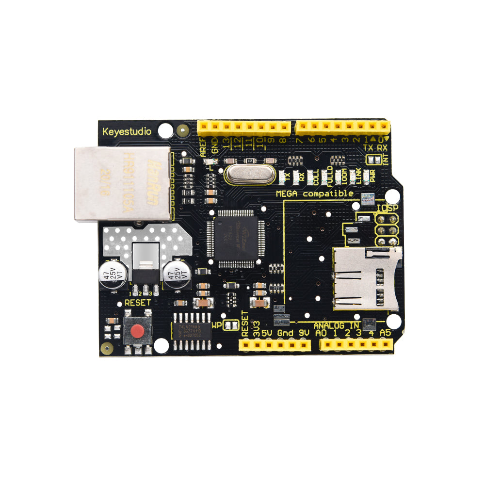 Keyestudio W5100 Ethernet Shield Board with SD Card Slot for Arduino UNO R3/Mega 2560 R3/DUE/1280