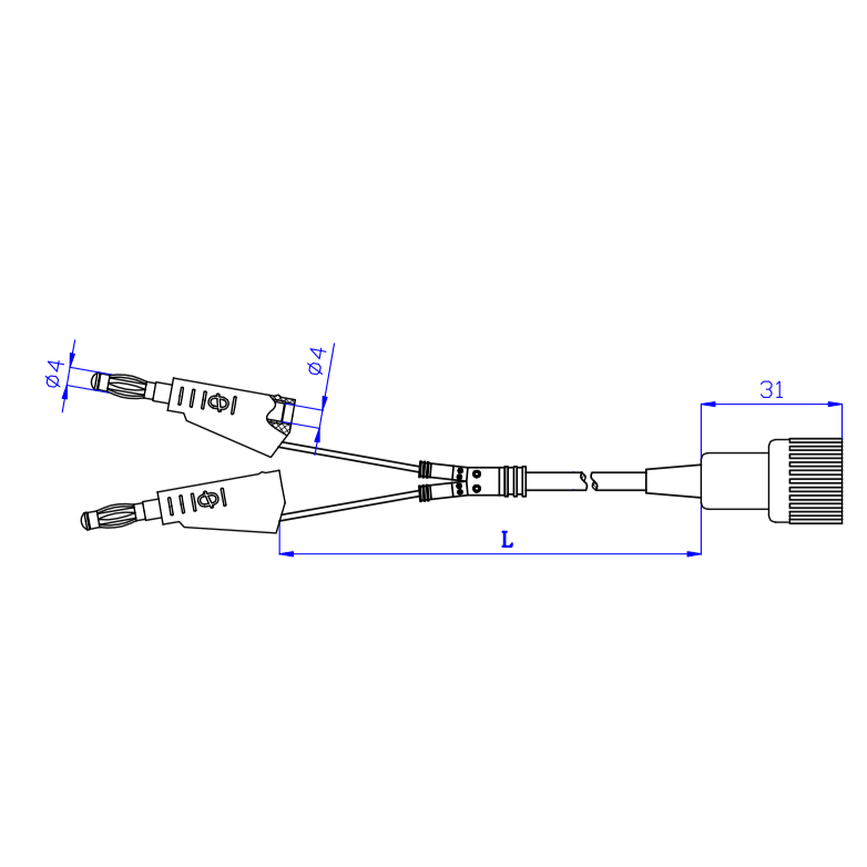 Amass 21.030 – BNC to Dual 4 mm Banana Plug Test Lead (1.2 m)