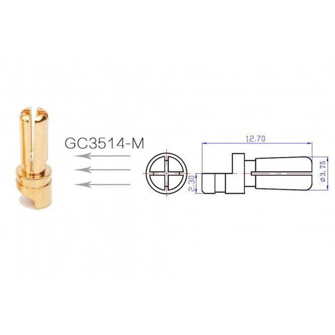 Amass GC3514-M 3.5mm Male Gold Plated Bullet 25A-Amass-K & A Electronics