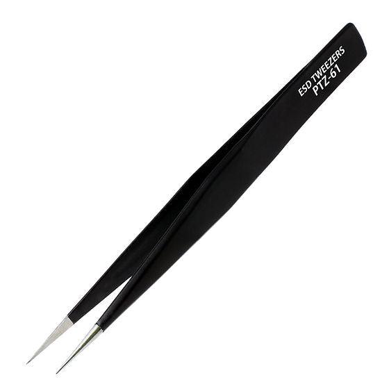 Engineer PTZ-61 Fine Tip Black Coated ESD Tweezers-ENGINEER INC.-K & A Electronics