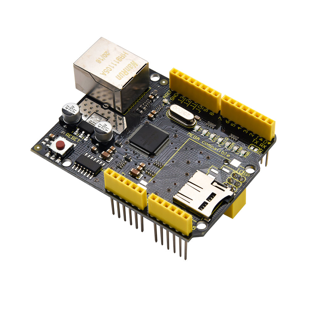 Keyestudio W5100 Ethernet Shield Board with SD Card Slot for Arduino UNO R3/Mega 2560 R3/DUE/1280
