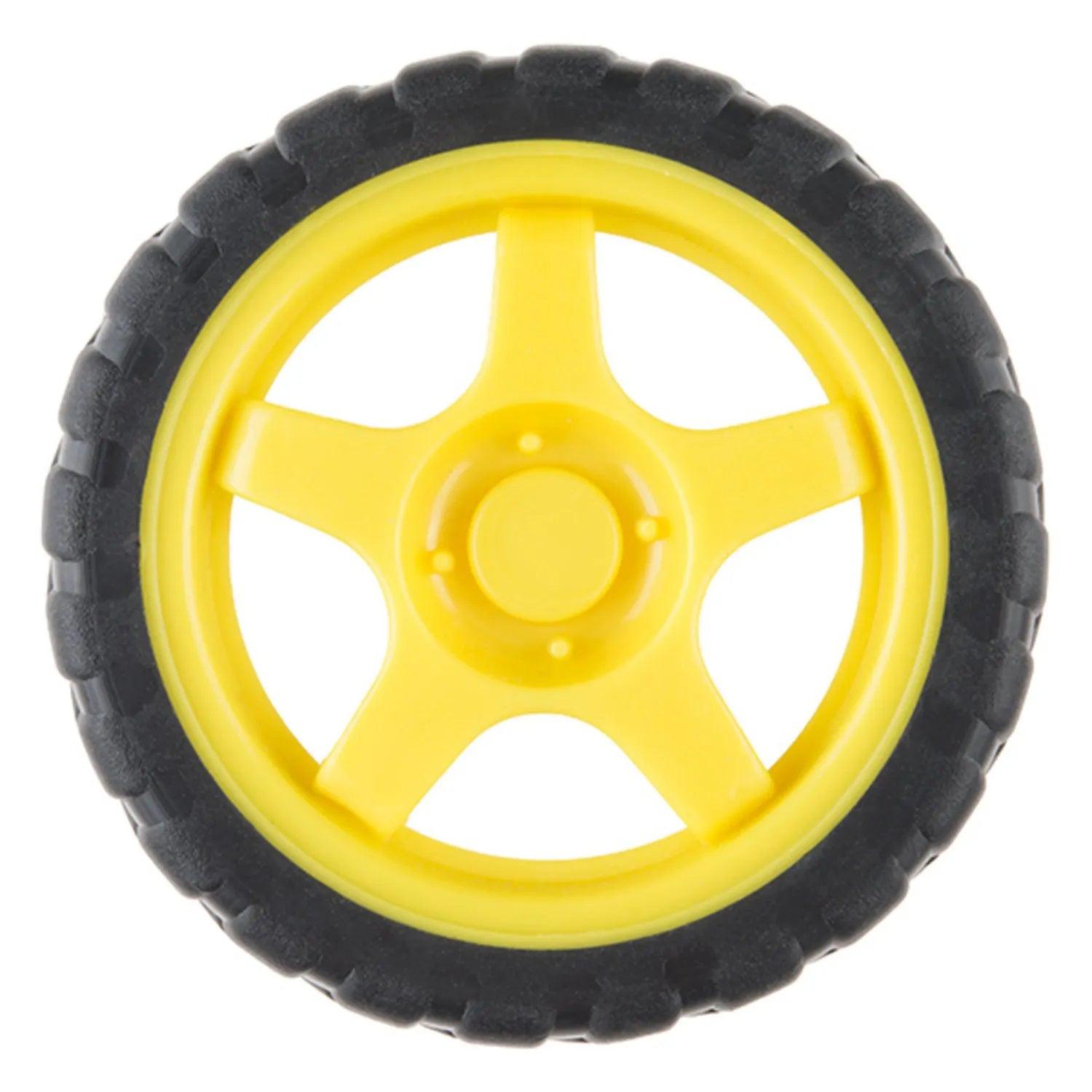 Plastic Wheels - 65mm with Rubber tyres (5mm Shaft) (Pair)-K & A Electronics-K & A Electronics