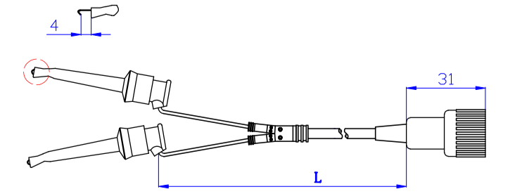 Amass 21.040 - BNC to Dual-Hook Test Lead (1.2 m)