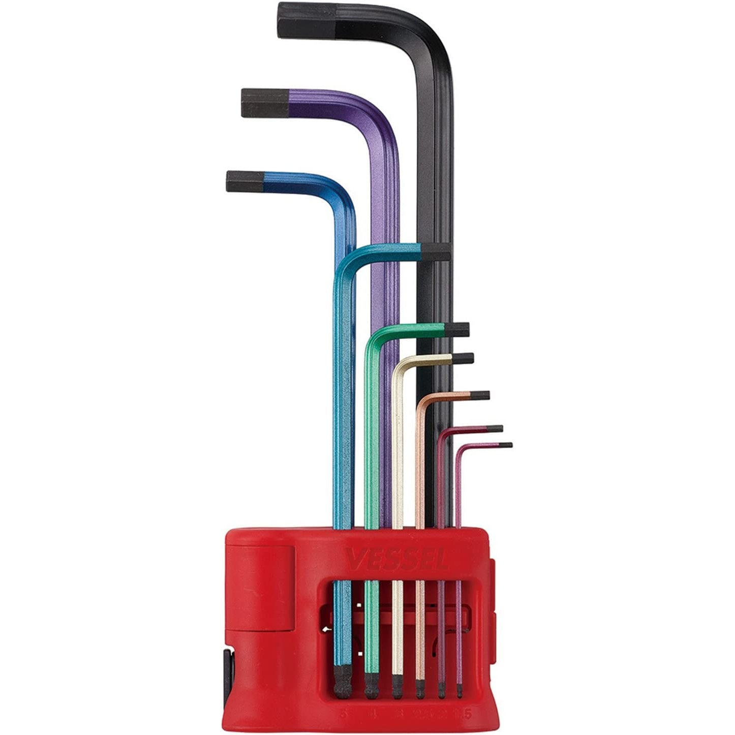 VESSEL 8909BP Rainbow L Type Wrench (Hex Key) 9 Set-VESSEL-K & A Electronics