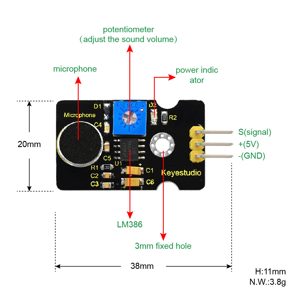 Keyestudio Analog Microphone Sound Noise Sensor