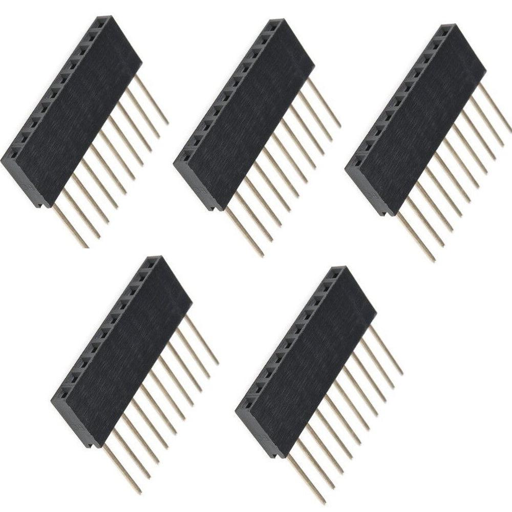 5pcs 1x8 pin 2.54 mm (0.100 in) Female Header 11.5mm Long Tail - Stackable Header-K & A Electronics-K &amp; A Electronics