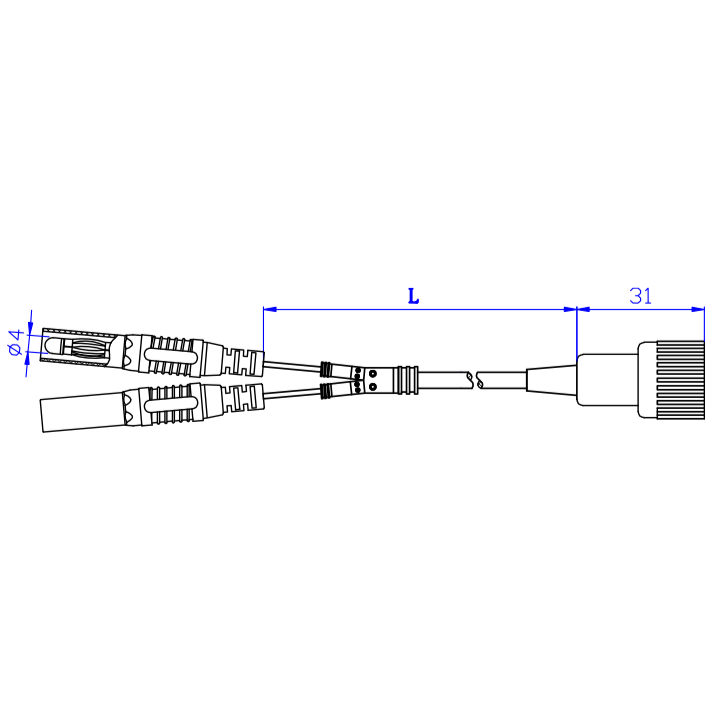 Amass 21.010 – BNC to Dual 4 mm Banana Plug Test Lead (1.2 m)