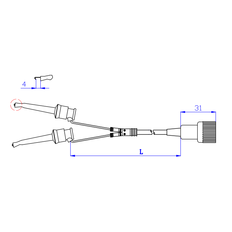 Amass 21.040 - BNC to Dual-Hook Test Lead (1.2 m)