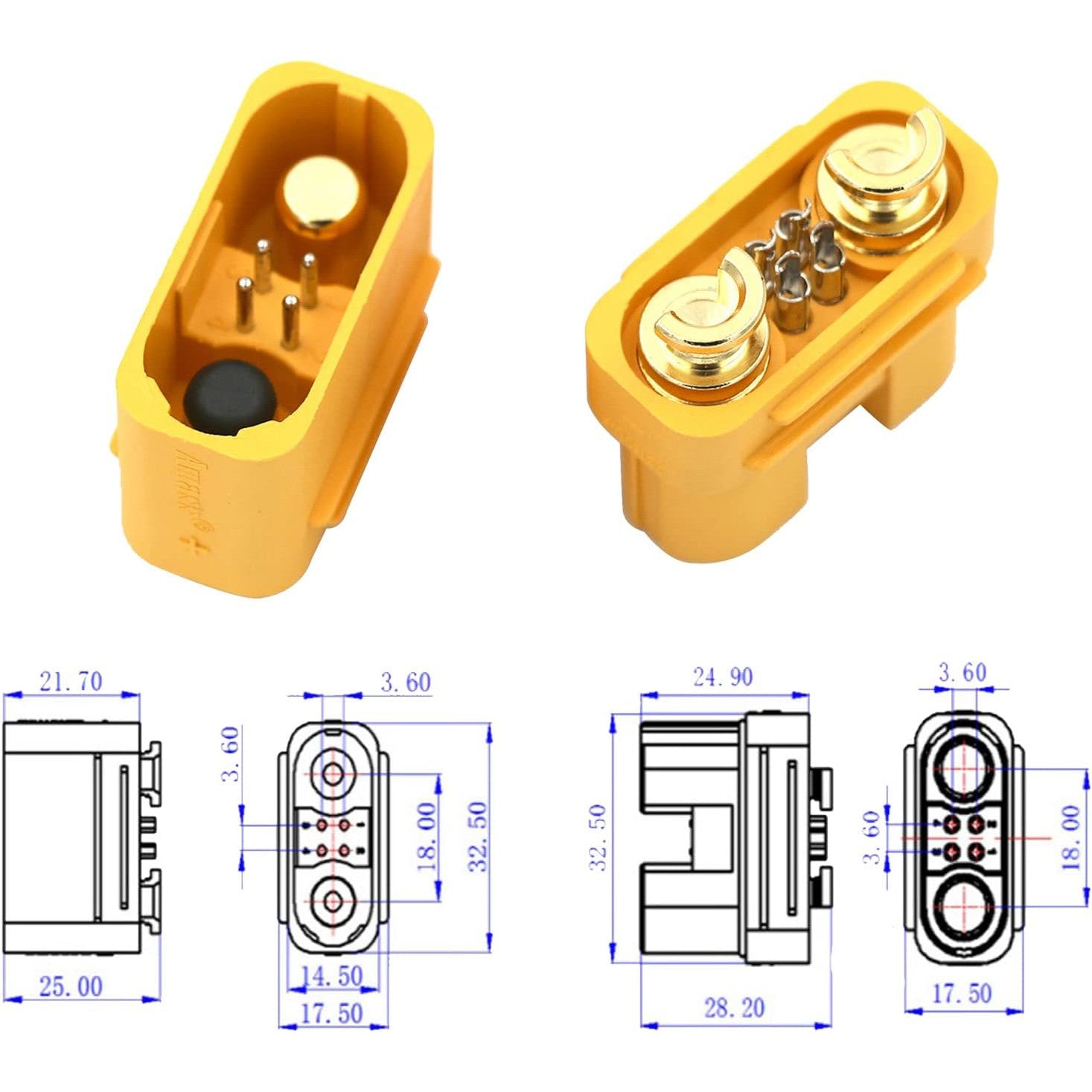 Amass AS150U Connector Male/Female with Signal Pins - Anti-Spark (1 pair)-Amass-K &amp; A Electronics