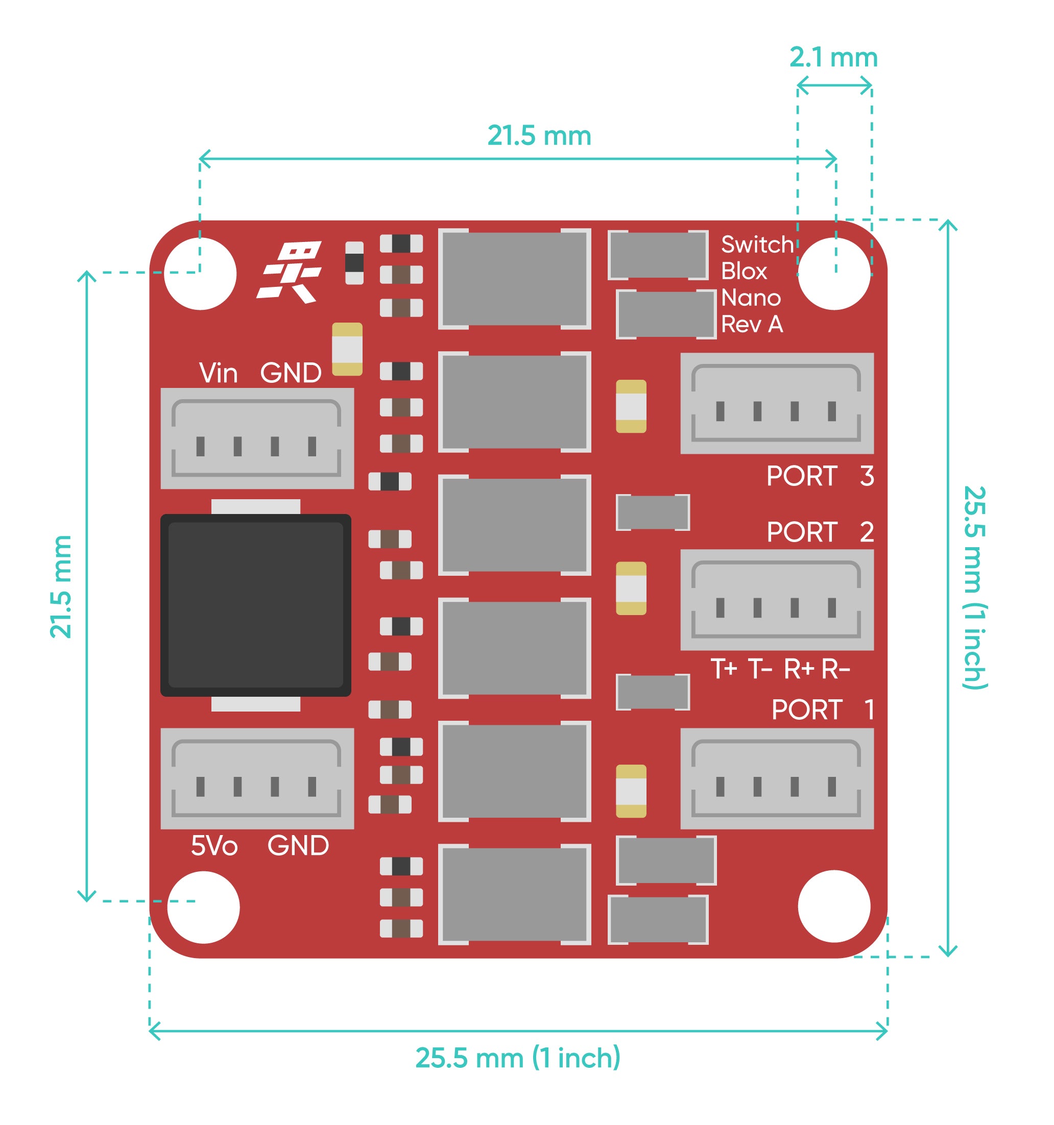 BotBlox SwitchBlox Nano – 1 Inch Ethernet Switch-BotBlox-K &amp; A Electronics