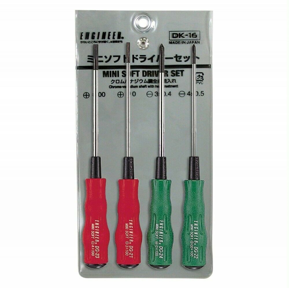 Engineer DK-16 Mini Soft Grip Screwdriver Set (4 Piece)-ENGINEER INC.-K &amp; A Electronics