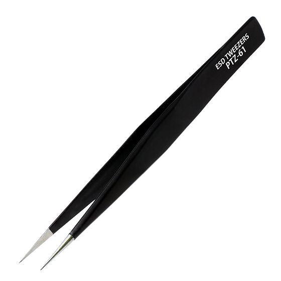 Engineer PTZ-61 Fine Tip Black Coated ESD Tweezers-ENGINEER INC.-K &amp; A Electronics