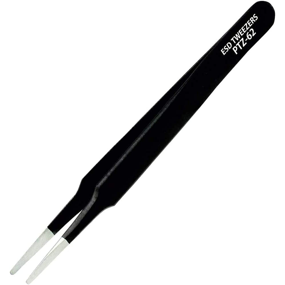 Engineer PTZ-62 Duckbill Tip Black Coated ESD Tweezers-ENGINEER INC.-K &amp; A Electronics