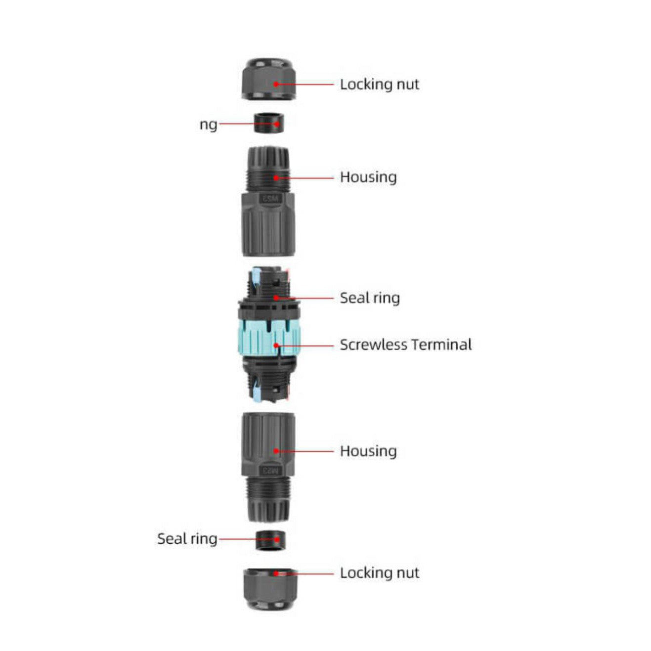 IP68 Waterproof Quick Connector - M23 3 PIN (Screwless Terminal)-K & A Electronics-K &amp; A Electronics