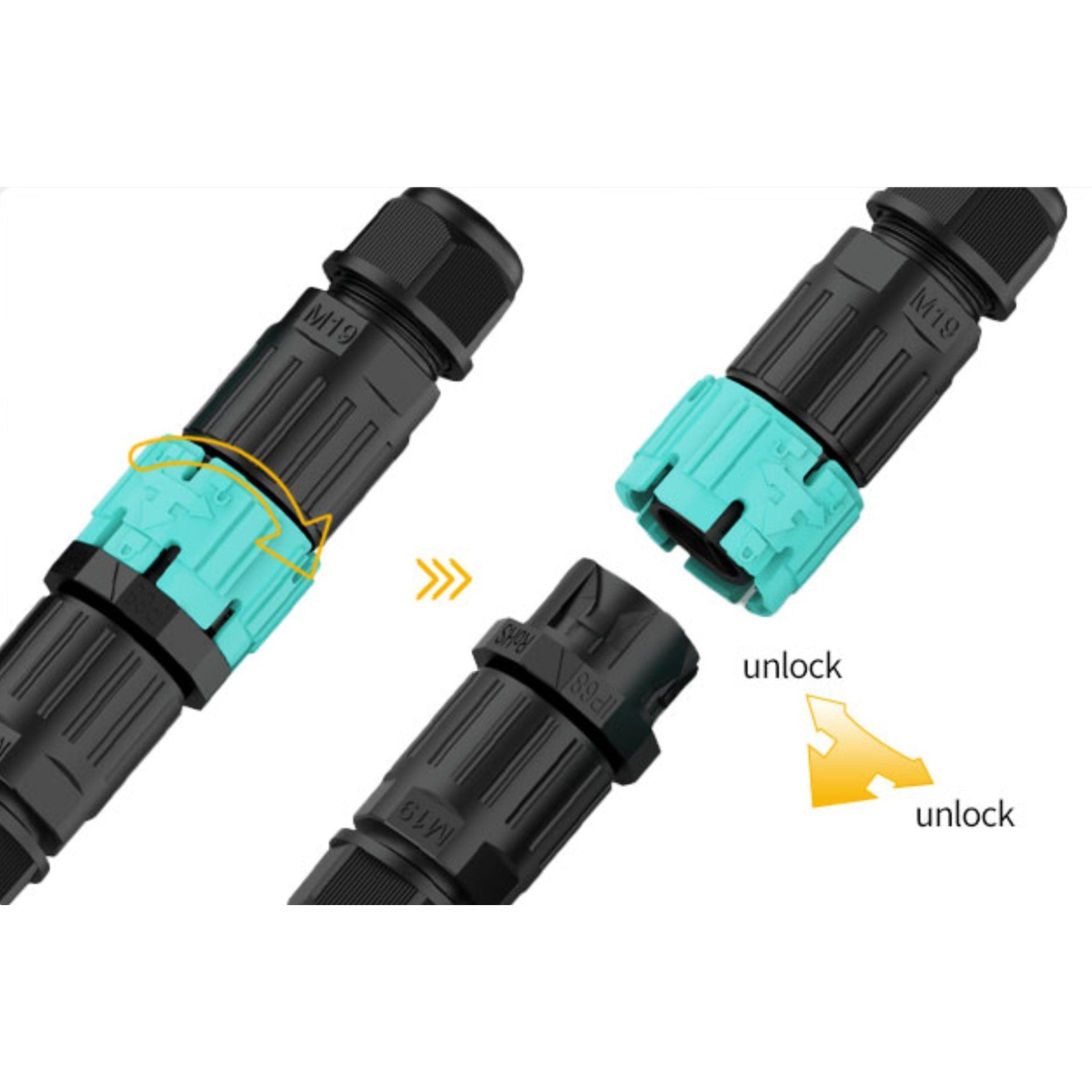 IP68 Waterproof Quick Connector - M23 3 PIN (Screwless Terminal)-K & A Electronics-K &amp; A Electronics