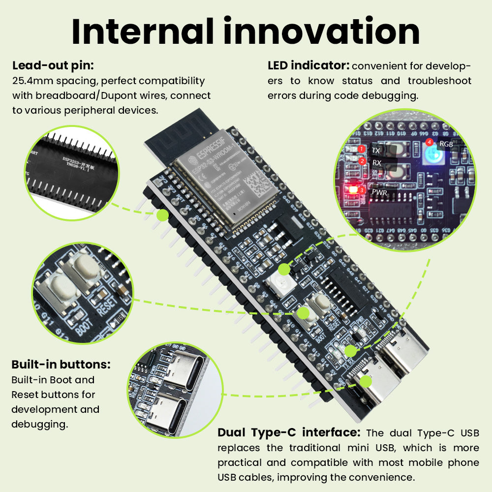 Keyestudio ESP32-S3-N16R8 (WROOM) SRAM AI Development Board