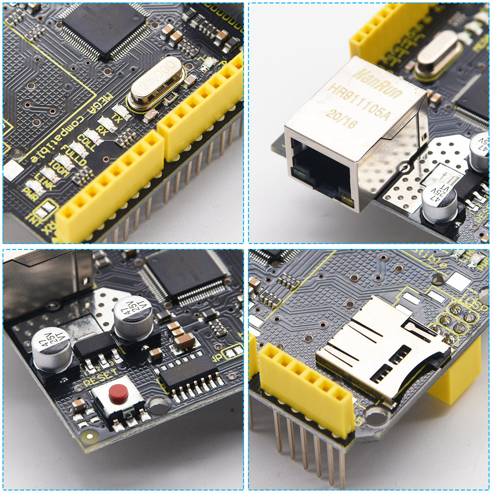 Keyestudio W5100 Ethernet Shield Board with SD Card Slot for Arduino UNO R3/Mega 2560 R3/DUE/1280
