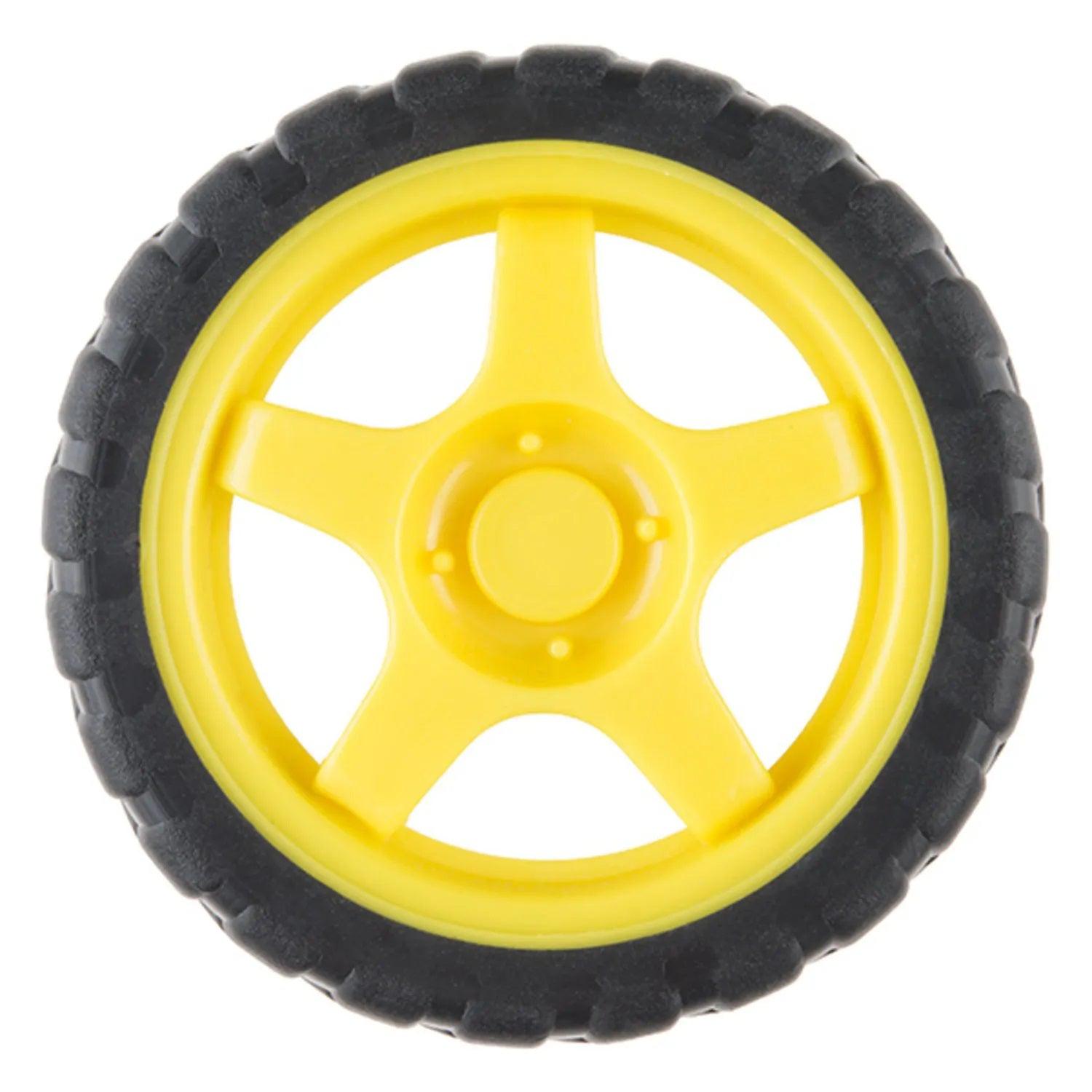 Plastic Wheels - 65mm with Rubber tyres (5mm Shaft) (Pair)-K & A Electronics-K &amp; A Electronics