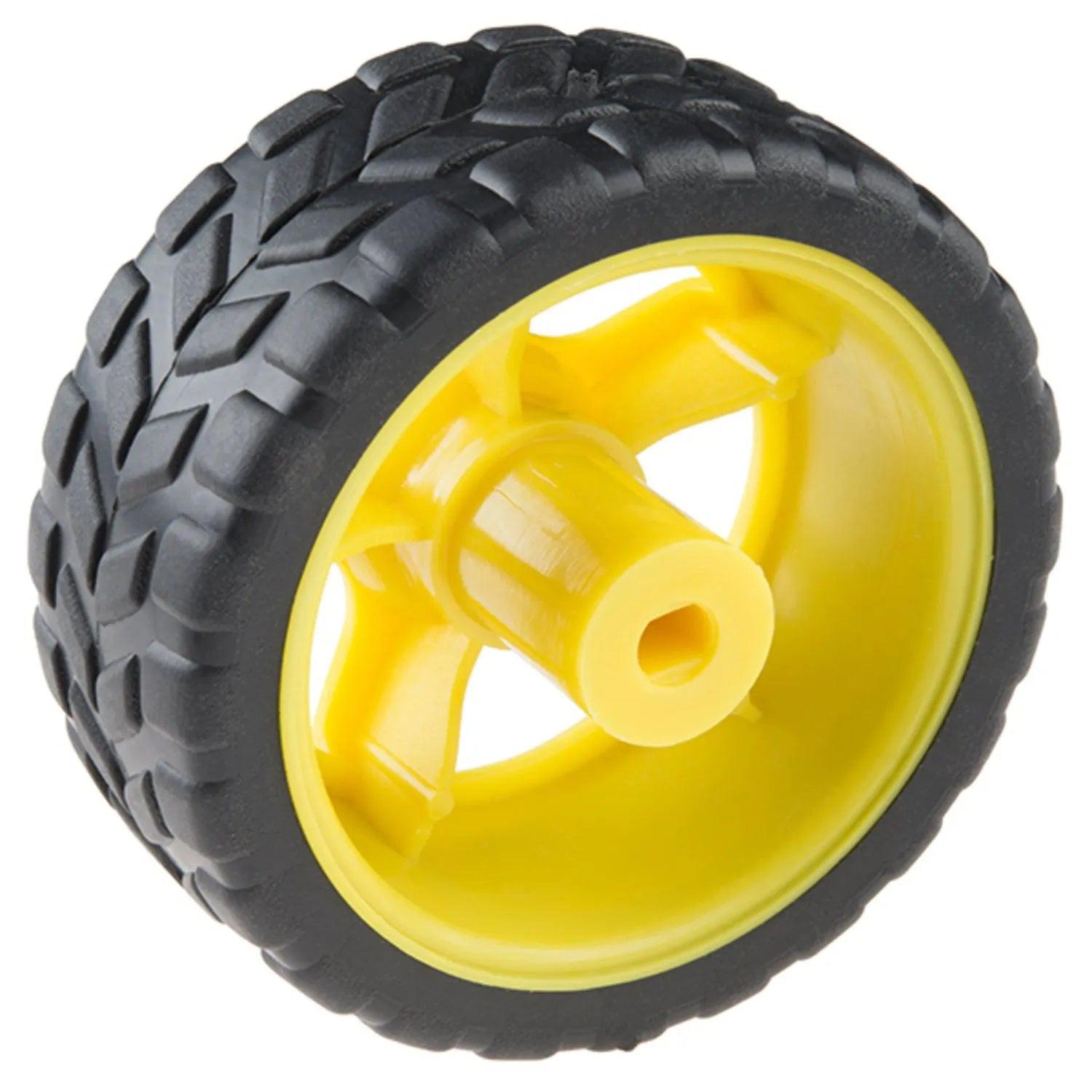 Plastic Wheels - 65mm with Rubber tyres (5mm Shaft) (Pair)-K & A Electronics-K &amp; A Electronics