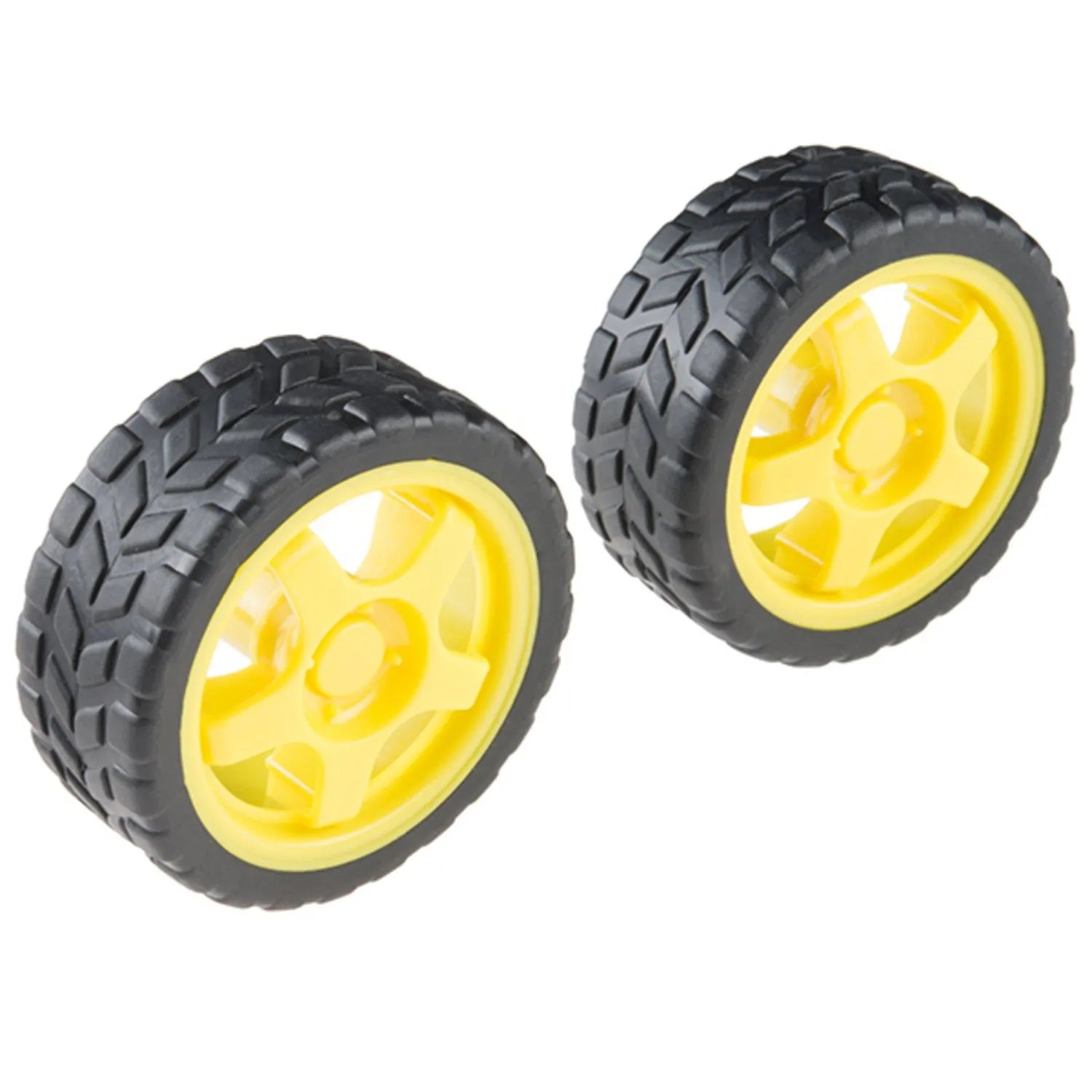 Plastic Wheels - 65mm with Rubber tyres (5mm Shaft) (Pair)