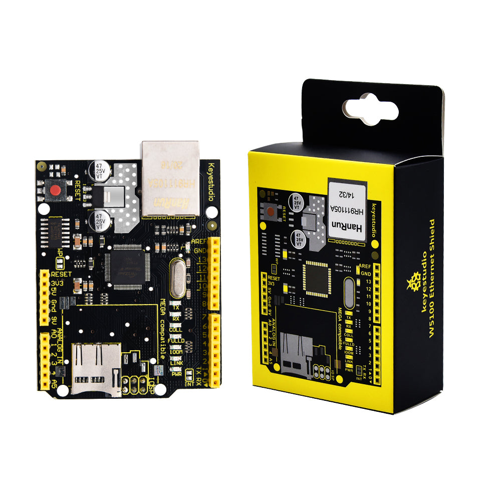 Keyestudio W5100 Ethernet Shield Board with SD Card Slot for Arduino UNO R3/Mega 2560 R3/DUE/1280